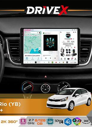 Штатная магнитола для kia rio (yb) 2016+ drivex s7+ 2k qled 9" android 8-ядерный 2.7ггц 8x128гб sim-карта 3g/4g ak7808 ab 4x50w