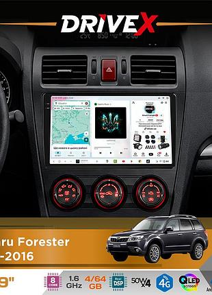 Штатная магнитола для subaru forester 2012-2016 drivex s4 qled 9" android 8-ядерный 1.6ггц 4x64гб sim-карта 3g/4g tda7851 4x50w
