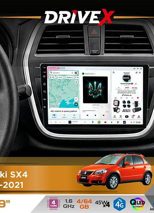 Штатная магнитола для suzuki sx4 2013-2021 drivex s3 qled 9" android 8-ядерный 1.6ггц 4x64гб sim-карта 3g/4g 7388 4x45w asp tm2313