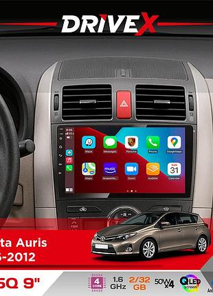 Штатна магнітола для toyota auris 2006-2012 drivex un5 qled 9" android 4-ядерний 2+32гб 4x45w бездротовий carplay та androidauto