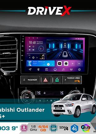 Штатная магнитола для mitsubishi outlander 2006+ drivex se-903 qled 9" android 8-ядерный 4+64гб sim-карта 3g/4g dsp 4x50w(tda7851)