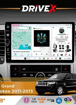Штатная магнитола для jeep grand cherokee 2011-2013 drivex s3 qled 8" с физическими кнопками android 8-ядерный 1.6ггц 4x64гб