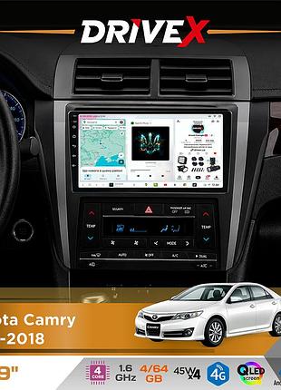 Штатная магнитола для toyota camry 2015-2018 drivex s3 qled 9" android 8-ядерный 1.6ггц 4x64гб sim-карта 3g/4g 7388 4x45w asp
