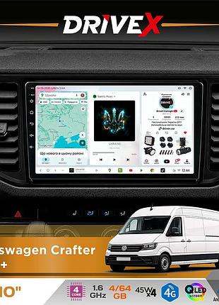 Штатная магнитола для volkswagen crafter 2016+ drivex s3 qled 10" android 8-ядерный 1.6ггц 4x64гб sim-карта 3g/4g 7388 4x45w asp