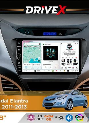 Штатна магнітола для hyundai elantra (md) 2011-2013 drivex s3 qled 8" з фізичними кнопками android 8-ядерний 1.6ггц 4x64гб