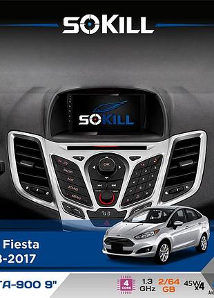 Штатная магнитола для ford fiesta 2008-2017 sokill delta-900 9" android 4-ядерный 2+64гб 4x45w беспроводной carplay и androidauto