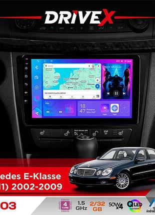 Штатна магнітола для mercedes e-klasse (w211) 2002-2009 drivex a-903 qled 9" android 4-ядерний 2+32гб 4x50w(tda7851) бездротовий