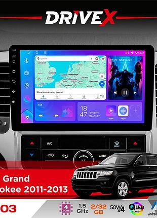 Штатна магнітола для jeep grand cherokee 2011-2013 drivex a-903 qled 9" android 4-ядерний 2+32гб 4x50w(tda7851) бездротовий