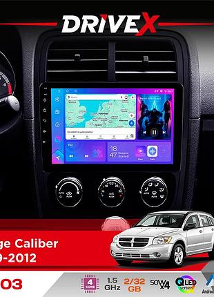 Штатная магнитола для dodge caliber 2009-2012 drivex a-903 qled 9" android 4-ядерный 2+32гб 4x50w(tda7851) беспроводной carplay и