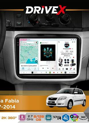 Штатна магнітола для skoda fabia 2007-2014 drivex s7+ 2k qled 10" android 8-ядерний 2.7ггц 8x128гб sim-картка 3g/4g ak7808 ab