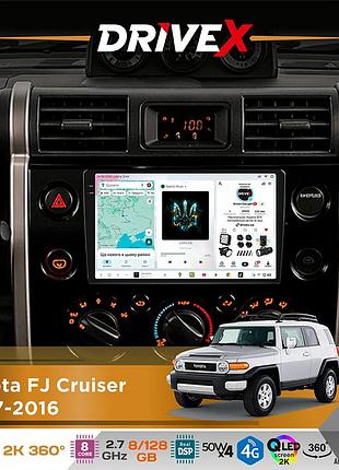 Штатна магнітола для toyota fj cruiser 2007-2016 drivex s7+ 2k qled 9" android 8-ядерний 2.7ггц 8x128гб sim-картка 3g/4g ak7808 ab