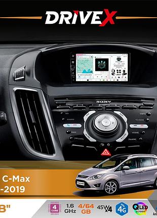 Штатна магнітола для ford c-max 2010-2019 drivex s3 qled 8" з фізичними кнопками android 8-ядерний 1.6ггц 4x64гб sim-картка 3g/4g