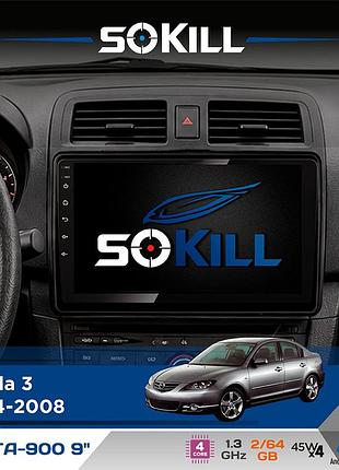 Штатная магнитола для mazda 3 2004-2008 sokill delta-900 9" android 4-ядерный 2+64гб 4x45w беспроводной carplay и androidauto