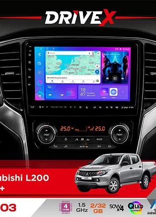 Штатна магнітола для mitsubishi l200 2019+ drivex a-903 qled 9" android 4-ядерний 2+32гб 4x50w(tda7851) бездротовий carplay та
