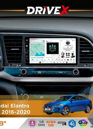 Штатна магнітола для hyundai elantra (ad) 2016-2020 drivex s3 qled 8" з фізичними кнопками android 8-ядерний 1.6ггц 4x64гб