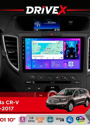 Штатна магнітола для honda cr-v 2012-2017 drivex a-1001 10" android 4-ядерний 2+32гб 4x45w бездротовий carplay та androidauto