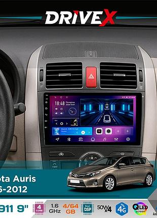 Штатна магнітола для toyota auris 2006-2012 drivex se-911 4+64гб qled 9" android 4-ядерний 4x50w(tda7851) dsp бездротовий carplay