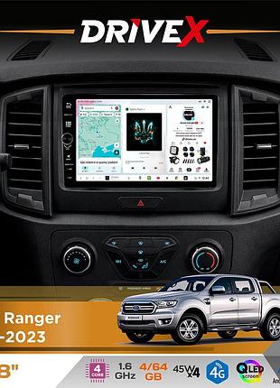 Штатна магнітола для ford ranger 2015-2023 drivex s3 qled 8" з фізичними кнопками android 8-ядерний 1.6ггц 4x64гб sim-картка 3g/4g