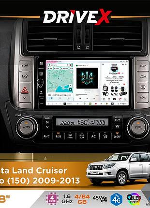 Штатна магнітола для toyota land cruiser prado (150) 2009-2013 drivex s3 qled 8" з фізичними кнопками android 8-ядерний 1.6ггц