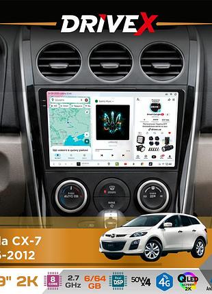 Штатна магнітола для mazda cx-7 2006-2012 drivex s7 2k qled 9" android 8-ядерний 2.7ггц 6x64гб sim-картка 3g/4g ak7808 ab 4x50w