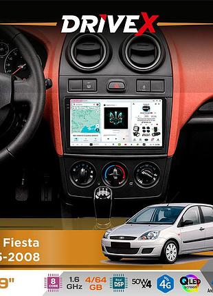 Штатна магнітола для ford fiesta 2005-2008 drivex s4 qled 9" android 8-ядерний 1.6ггц 4x64гб sim-картка 3g/4g tda7851 4x50w dsp