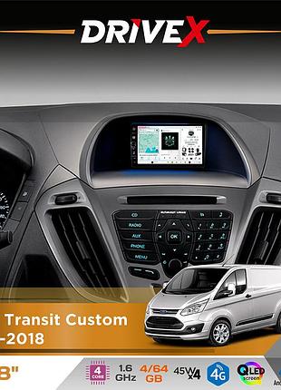 Штатная магнитола для ford transit custom 2012-2018 drivex s3 qled 8" с физическими кнопками android 8-ядерный 1.6ггц 4x64гб