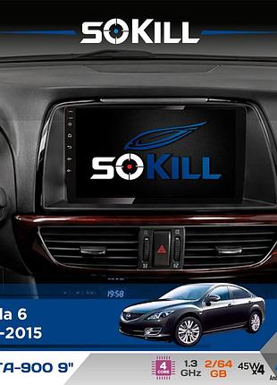 Штатна магнітола для mazda 6 2012-2015 sokill delta-900 9" android 4-ядерний 2+64гб 4x45w бездротовий carplay та androidauto