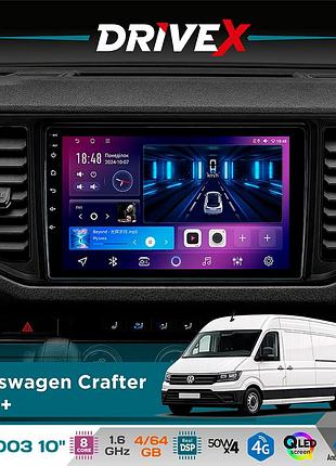 Штатна магнітола для volkswagen crafter 2016+ drivex se-1003 qled 10" android 8-ядерний 4+64гб sim-картка 3g/4g dsp 4x50w(tda7851)