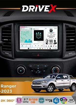 Штатна магнітола для ford ranger 2015-2023 drivex s7+ 2k qled 9" android 8-ядерний 2.7ггц 8x128гб sim-картка 3g/4g ak7808 ab 4x50w