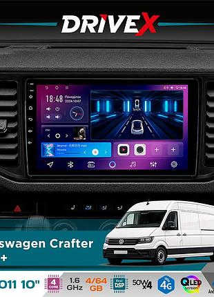 Штатная магнитола для volkswagen crafter 2016+ drivex se-1011 qled 10" android 4-ядерный 4+64гб dsp 4x50w(tda7851) беспроводной