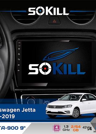 Штатна магнітола для volkswagen jetta 2013-2019 sokill delta-900 9" android 4-ядерний 2+64гб 4x45w бездротовий carplay та