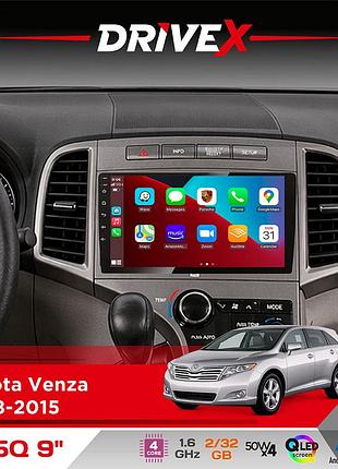 Штатна магнітола для toyota venza 2008-2015 drivex un5 qled 9" android 4-ядерний 2+32гб 4x45w бездротовий carplay та androidauto