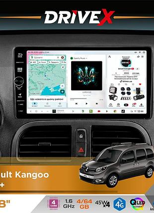Штатна магнітола для renault kangoo 2013+ drivex s3 qled 8" з фізичними кнопками android 8-ядерний 1.6ггц 4x64гб sim-картка 3g/4g