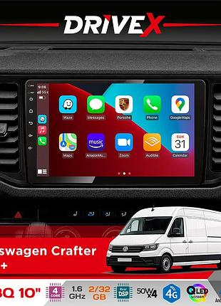 Штатная магнитола для volkswagen crafter 2016+ drivex un8 qled 10" android 4-ядерный 2x32гб 4x45w беспроводной carplay и