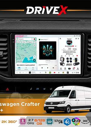 Штатна магнітола для volkswagen crafter 2016+ drivex s7+ 2k qled 10" android 8-ядерний 2.7ггц 8x128гб sim-картка 3g/4g ak7808 ab