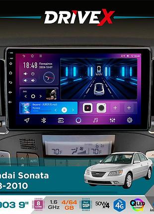 Штатна магнітола для hyundai sonata 2008-2010 drivex se-903 qled 9" android 8-ядерний 4+64гб sim-картка 3g/4g dsp 4x50w(tda7851)