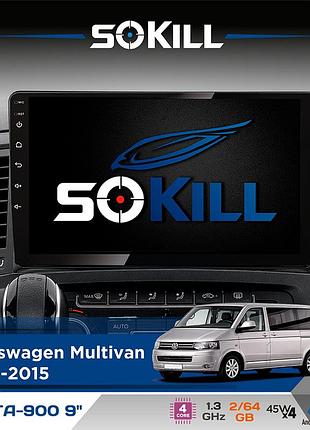 Штатна магнітола для volkswagen multivan 2010-2015 sokill delta-900 9" android 4-ядерний 2+64гб 4x45w бездротовий carplay та