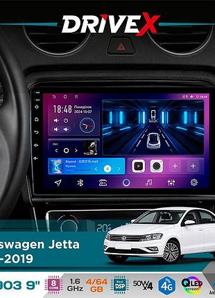 Штатна магнітола для volkswagen jetta 2013-2019 drivex se-903 qled 9" android 8-ядерний 4+64гб sim-картка 3g/4g dsp 4x50w(tda7851)