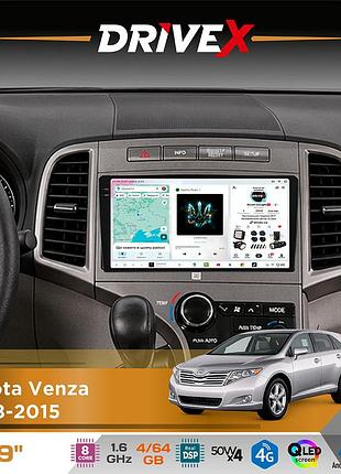 Штатна магнітола для toyota venza 2008-2015 drivex s4 qled 9" android 8-ядерний 1.6ггц 4x64гб sim-картка 3g/4g tda7851 4x50w dsp