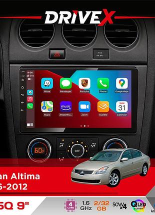 Штатная магнитола для nissan altima 2006-2012 drivex un5 qled 9" android 4-ядерный 2+32гб 4x45w беспроводной carplay и androidauto