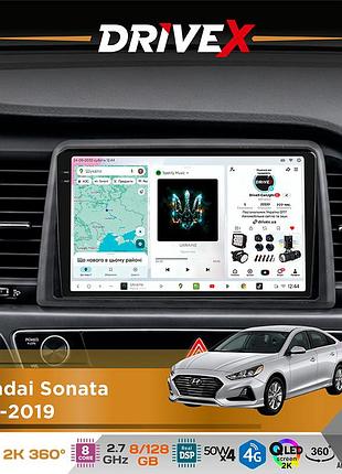 Штатна магнітола для hyundai sonata 2018-2019 drivex s7+ 2k qled 9" android 8-ядерний 2.7ггц 8x128гб sim-картка 3g/4g ak7808 ab