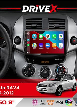 Штатна магнітола для toyota rav4 2006-2012 drivex un5 qled 9" android 4-ядерний 2+32гб 4x45w бездротовий carplay та androidauto