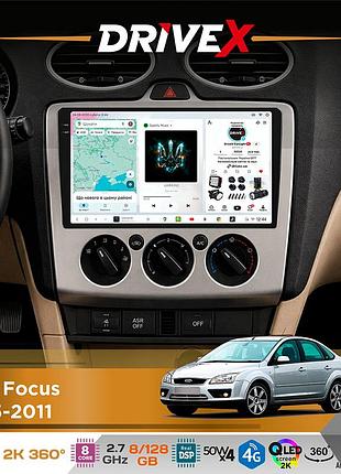 Штатна магнітола для ford focus 2005-2011 drivex s7+ 2k qled 9" android 8-ядерний 2.7ггц 8x128гб sim-картка 3g/4g ak7808 ab 4x50w