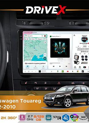 Штатна магнітола для volkswagen touareg 2002-2010 drivex s7+ 2k qled 9" android 8-ядерний 2.7ггц 8x128гб sim-картка 3g/4g ak7808
