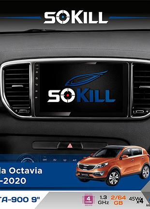 Штатна магнітола для kia sportage (ql) 2015-2018 sokill delta-900 9" android 4-ядерний 2+64гб 4x45w бездротовий carplay та