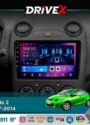 Штатна магнітола для mazda 2 2007-2014 drivex se-911 4+64гб qled 9" android 4-ядерний 4x50w(tda7851) dsp бездротовий carplay та