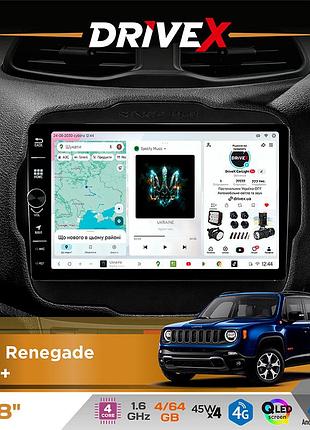 Штатная магнитола для jeep renegade 2014+ drivex s3 qled 8" с физическими кнопками android 8-ядерный 1.6ггц 4x64гб sim-карта 3g/4g