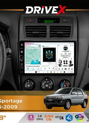 Штатна магнітола для kia sportage 2005-2009 drivex s3 qled 8" з фізичними кнопками android 8-ядерний 1.6ггц 4x64гб sim-картка