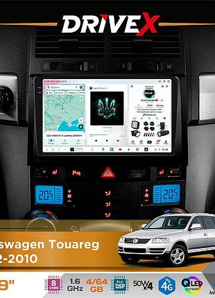 Штатна магнітола для volkswagen touareg 2002-2010 drivex s4 qled 9" android 8-ядерний 1.6ггц 4x64гб sim-картка 3g/4g tda7851 4x50w