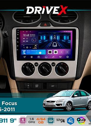 Штатна магнітола для ford focus 2005-2011 drivex se-911 4+64гб qled 9" android 4-ядерний 4x50w(tda7851) dsp бездротовий carplay та